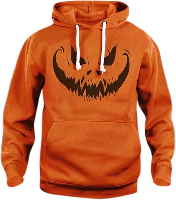HJINGSUN Halloween Hoodie for Men Funny Pumpkin Face Hooded Sweatshirts Scary Skull Long SLeeve Tops Holiday Costumes 2025