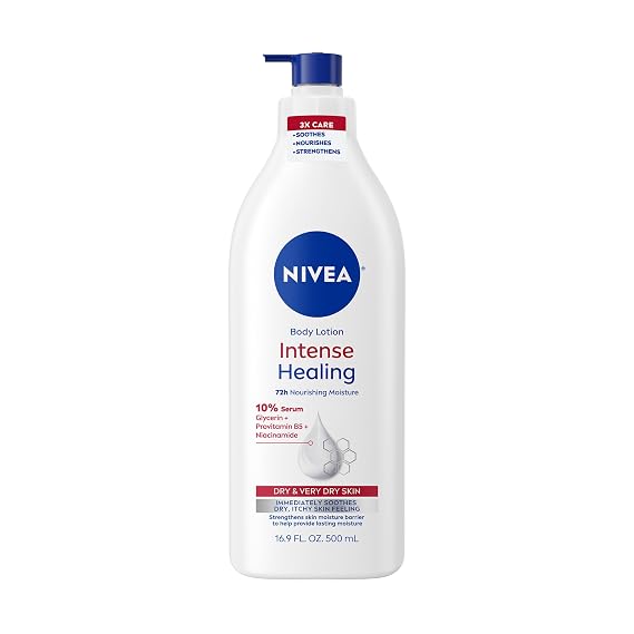 NIVEA Intense Healing Body Lotion, 72-Hour Moisturizing Lotion,16.9 FL OZ | Moisturizing Lotion with Glycerin, Provitamin B5 and Niacinamide, For Very Dry, Itchy Skin Relief, Dermatologically Tested
