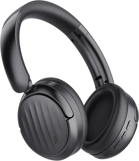 Bluetooth Headphones with Active Noise Cancelling (ANC), Wireless Over Ear Bluetooth Headsets with 35H Playtime, HiFi Stereo Foldable Headphones with Foam Ear Cups for Sports, Travel, Black