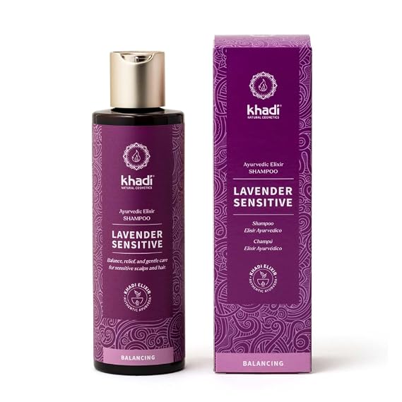 khadi LAVENDER SENSITIVE Ayurvedic Shampoo - For sensitive, delicate scalp & fine hair - 100% natural & silicone-free - 6.7 fl oz
