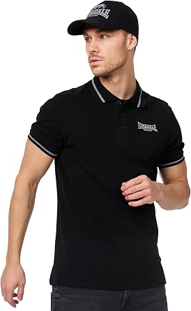 Lonsdale Men Polo Shirt Causton, Color:Black, Size:XL