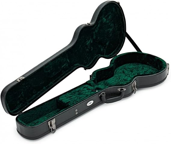 Standard Size Deluxe Fitted Electric Guitar Case, Vintage Look,Black | Rugged Plywood Construction for Standard Single Cutaway Guitars, Lockable Latches, Vintage Faux Crocodile, Black