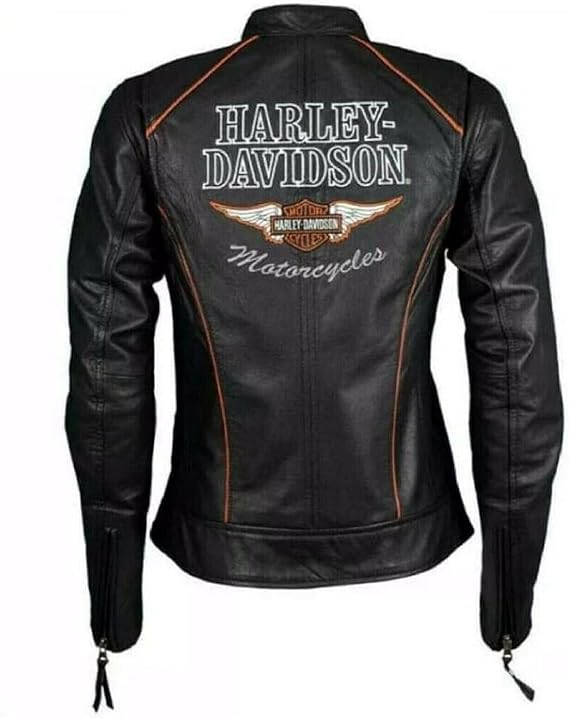 Womens Black Classic Leather Motorcycle Jacket, Biker Jacket for Ladies with Side Laces