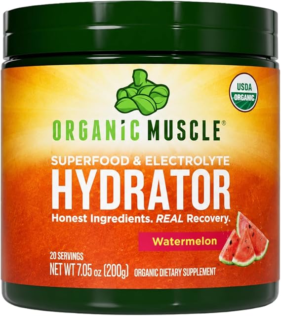 Organic Muscle Hydration Powder Electrolytes, Watermelon Flavor 20 Servings