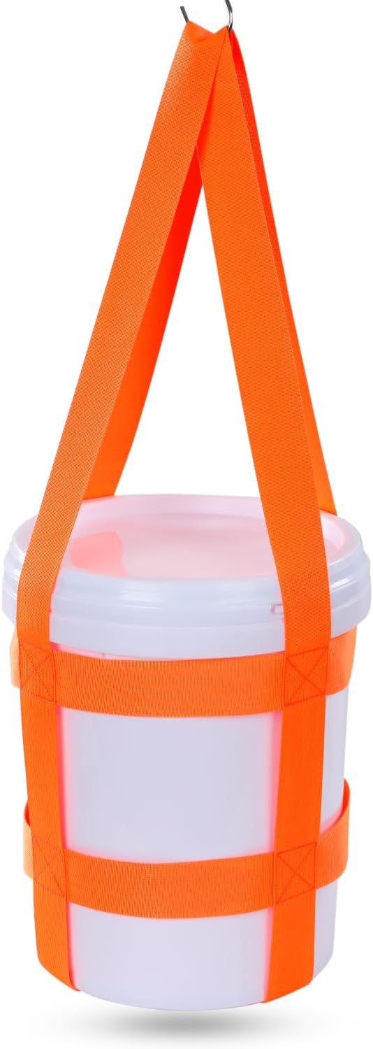 Bucket Sling for 5 Gallon Bucket, 1.9 Inch Wide Webbing Sling Lifting Multifunctional Drum Handling Sling with 2 Belly Bands, Capacity up to 200 LBS