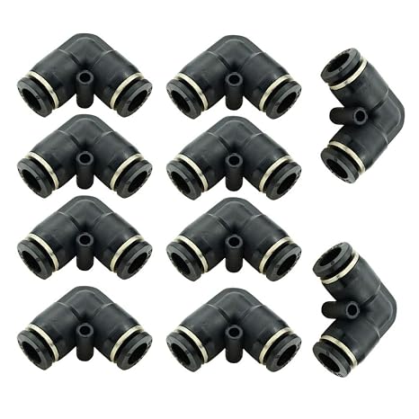 Beduan Push to Connect Fitting Elbow, 8mm x 8mm Tube OD Pneumatic 90 Degree Adapter Push in Fitting for Air Compressor (Pack of 10)