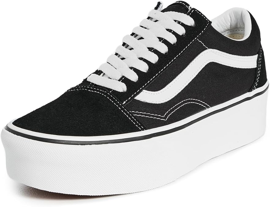 Vans Unisex UA Old Skool Stackforms, Black/True White, 12.5 US Women/11 US Men