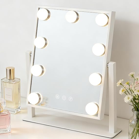 Hollywood Vanity Mirror with Lights, 9 Dimmable LED Bulbs Makeup Mirror