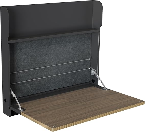 Vari Hide-Away Wall Mounted Floating Desk Slate/Walnut