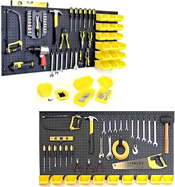 WallPeg - Ultimate Garage Organization Solution! 48" Wide Kit (PK 129 B) Peg Board Wall Organizer, Garage Shelving, Tool & Garden Tools Storage, (Industrial)