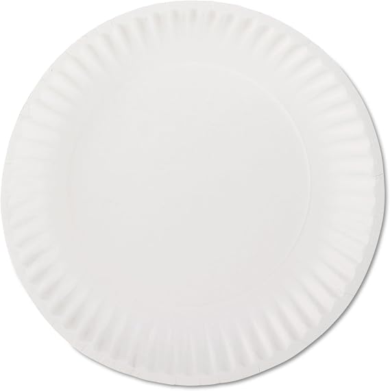 AJM Packaging PP9GREWH White Paper Plates, 9-Inch Diameter, 100/Bag, 10 Bags/Carton