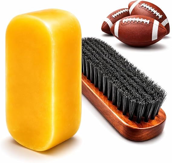 Football Prep Kit for Leather Footballs, Football Wax & Brush Conditioning Set, Football Rubbing Mud Alternative for Grip Enhancement, Ball Control & Training, Outdoor Football Accessories