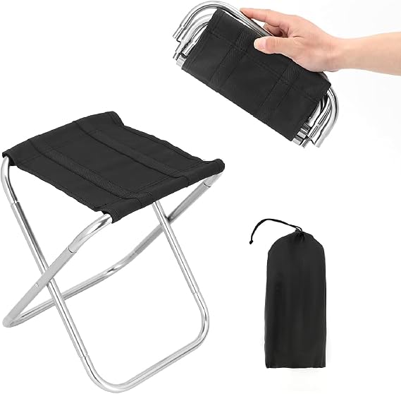 Holdfiturn Camping Stool Folding Outdoor Footstools Fishing Chair for Garden Picnic Walking Hiking 27.8x22x21.4cm