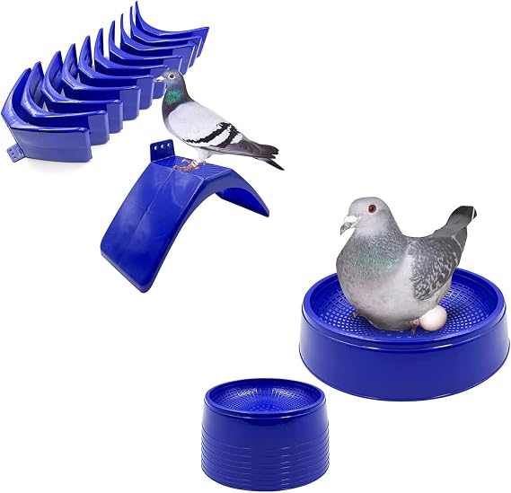 8PCS Pigeon Nest Bowl,10PCS Pigeons Perches for Racing Pigeons, Doves,Quails and Small Birds,Pet Cage Supplies