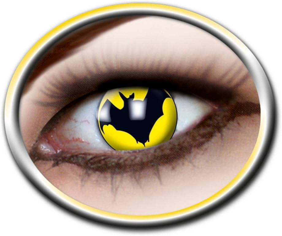 Zoelibat farbige Kontaktlinsen gelb ohne Stärke Bat 1 Paar Linsen für 12 Monate weiche Monatslinsen für Halloween Karneval und Fasching