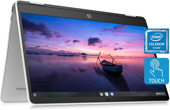 HP Chromebook x360 14a Laptop - Dual Core Intel Celeron N4020 - 4 GB RAM - 32 GB eMMC Storage - 14-inch HD Touchscreen - Google Chrome OS - Lightweight and Long Battery Life (14a-ca0020nr, 2020)