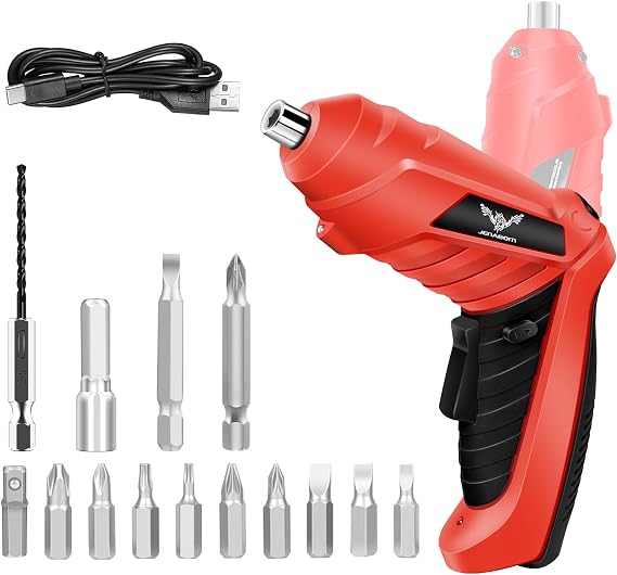 JENABOM 3.6V Electric Cordless Screwdriver Set, Mini Drill Set | Rechargeable Power Screwdriver with Bits, Ideal for Electronics Repair, Furniture Assembly & Household DIY Projects