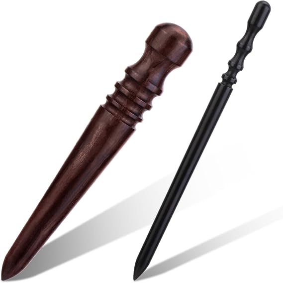 Wonvoc Leather Edge Burnisher 2 Pcs Ebony Wood Burnishing Tool | Round Head Leather Burnishing Tool, Leather Burnisher, Leather Edge Slicker Burnisher, Leather Craft Tool