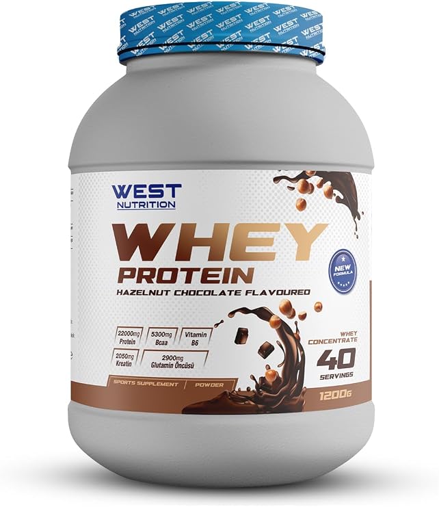 West Nutrition Whey Protein Powder 1200 gr 40 Serving Hazelnuts & chocolate