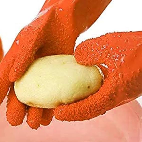 1 Pair Magic Quick Fruit Vegetable Potato Processing Tools PVC Rubber Peelers Gloves Cooking Tools Rose Red Kitchen Gadget