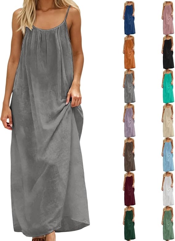 Backless House Dress for Women, Backless Spaghetti Strap Maxi Dress, 2026 Sleevelesss Long Open Back Dress