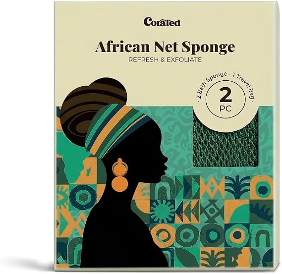 CORATED African Net Sponge Authentic, Shower Loofah Exfoliating Bath Sponge