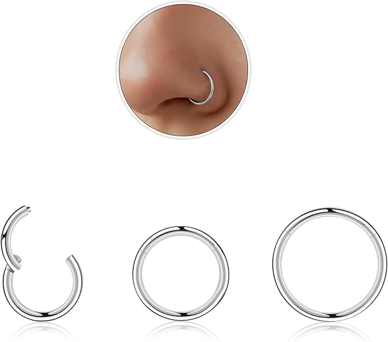 3Pcs Nose Rings Hoops for Women Men, 18G Nose Hoops Gold/Silver