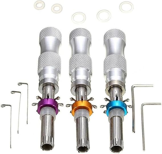 3 Pieces Tubular Kit Locksmith Tool 7 Pin Advanced Extended Tubular Lock Pick Set Emergency Padlock Cross Tool Pick Random Color Universal Key for Household Picking