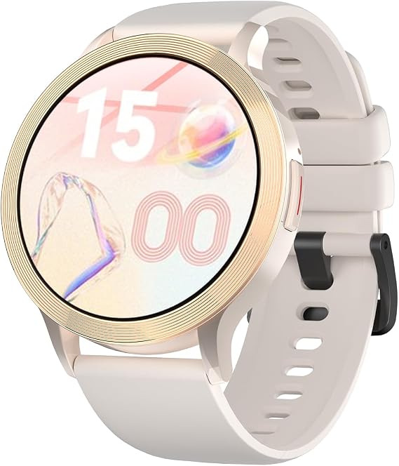 Wapik Women Smart Watch (Answer/Make Calls) Fitness Tracker IP67 Waterproof Heart Rate / Sp02 Sleep Monitor Smart Watch for iPhone Android White (Gold)