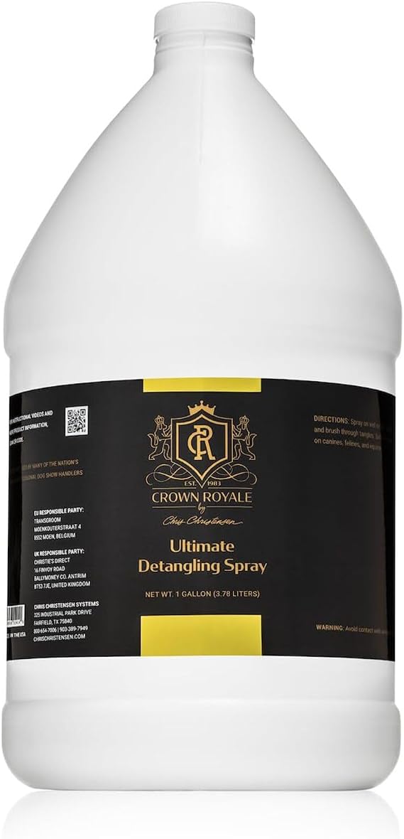 Crown Royale Ultimate Detangling Pet Spray Concentrate, Removes Tangles, Prevents Stains, Repels Dirt, Made in USA, 1 gal