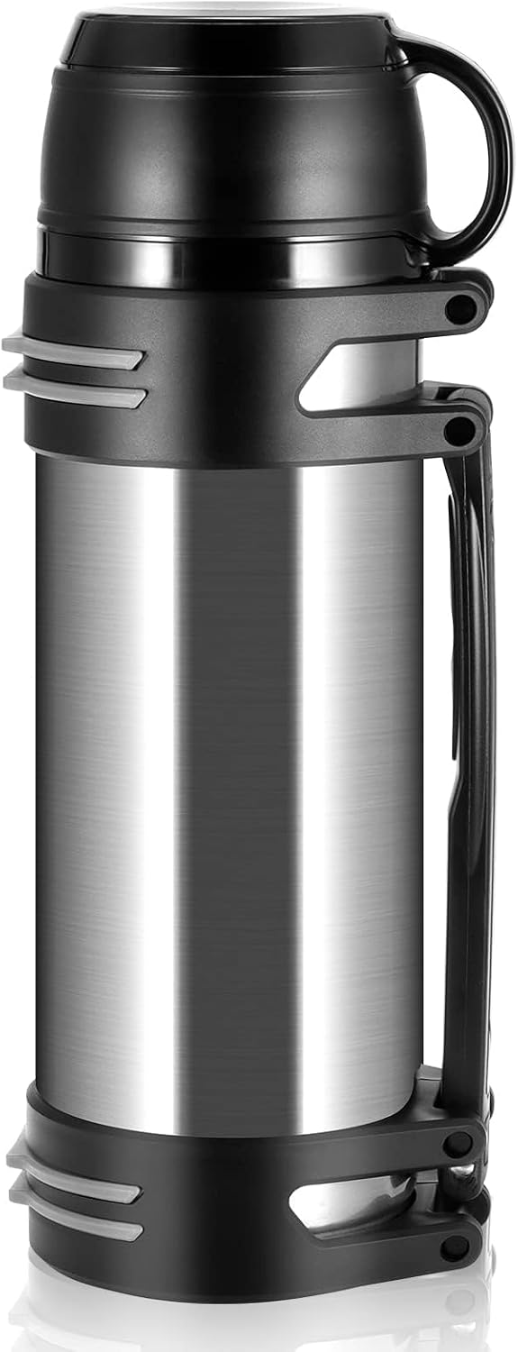 Hangrow Flask for Hot Drink 2.0 L, Large Double Layer Stainless Steel Flask with Coffee Cup Lid, Leak-Proof Vacuum Insulated Flasks Thermal Flasks with Handle for Hot and Cold Drinks