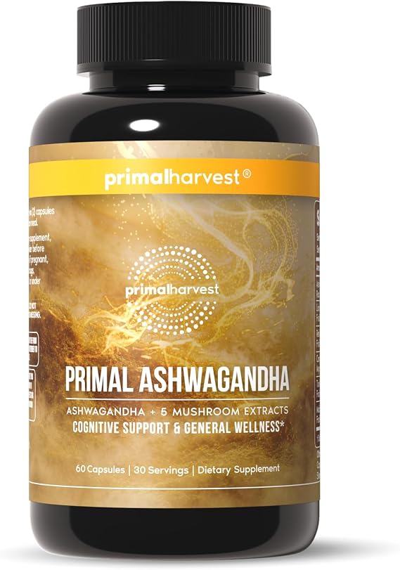 Primal Harvest Ashwagandha Daily Vegan Supplement, Gluten & Dairy Free