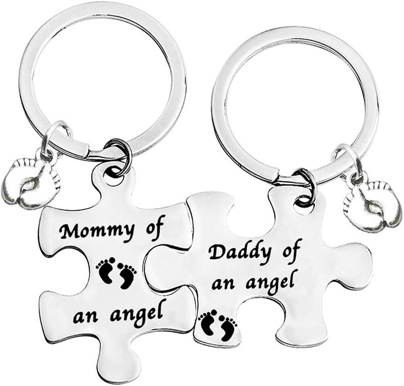Loss Memorial Keyring Keychain Mommy Daddy of an Angel Puzzle Keyring Set Miscarriage Keepsake Baby Memorial Keyring Gift for Infant Loss Sympathy Gift Remembrance Keyring