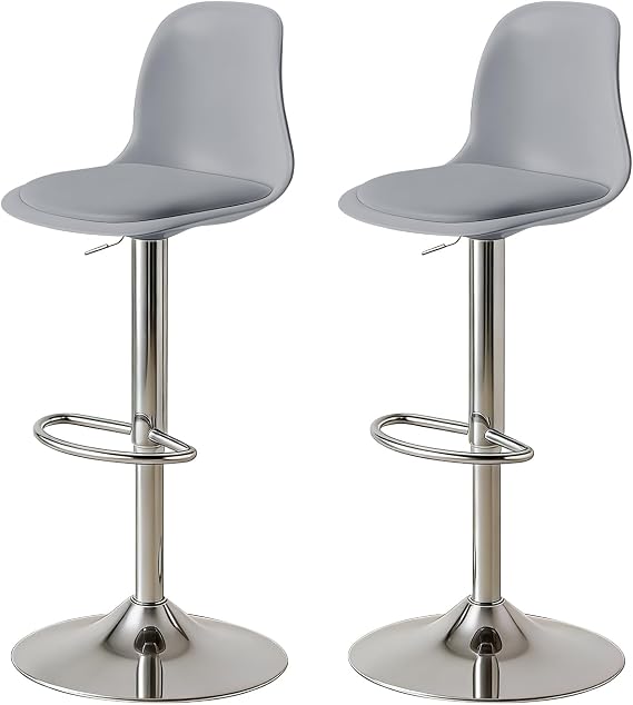 Modern Bar Stools Set of 2, Adjustable Swivel BarStools with Back and Footrest,Height Bar Chairs for Island, Home Bar