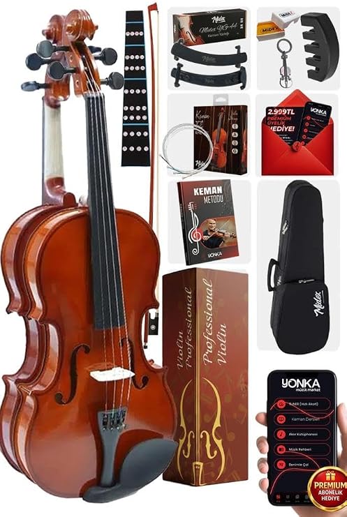 Midex CVL-744-TYS Professional 4/4 Violin Set (Pillow Wire Resin Bag Silencer Spring)