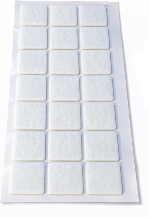 Yapışkanlı Keçe Ped, 30mm x 30mm, 21 Parça, Kare, Beyaz, Sandalye Koltuk Ayağı için, Parke Zemin Koruma, Çizilme ve Gürültü Önleyici
