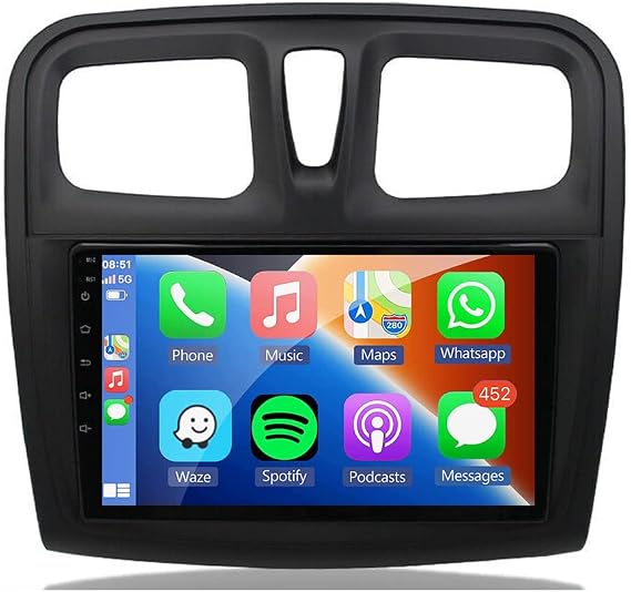 Android 15 8-core 4+64GB for Renault Sandero Radio 2014-2019 Car Stereo Wireless/Wired Carplay Android Auto with 9 Inch IPS Touchscreen GPS Navigation for Car Head Unit Built-in DSP