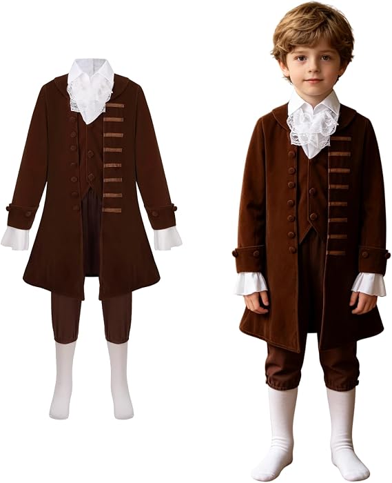 Colorful House Boys Benjamin Franklin Costume Kids Colonial Halloween Historical Cosplay Outfit