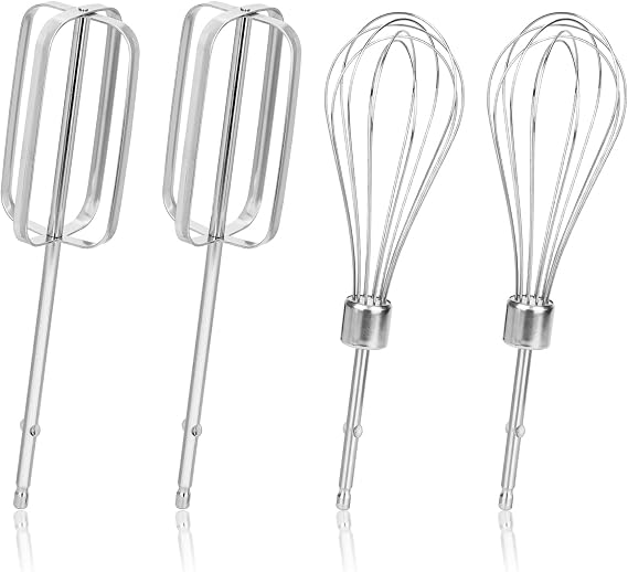 4pcs Hand Mixer Beaters Attachments Set for Hamilton Beach Hand Mixer | 2 Styles, Stainless Steel, Easy to Use and Clean, Replacement for Hamilton Beach Hand Mixer 62682RZ 62692 62695V 64699
