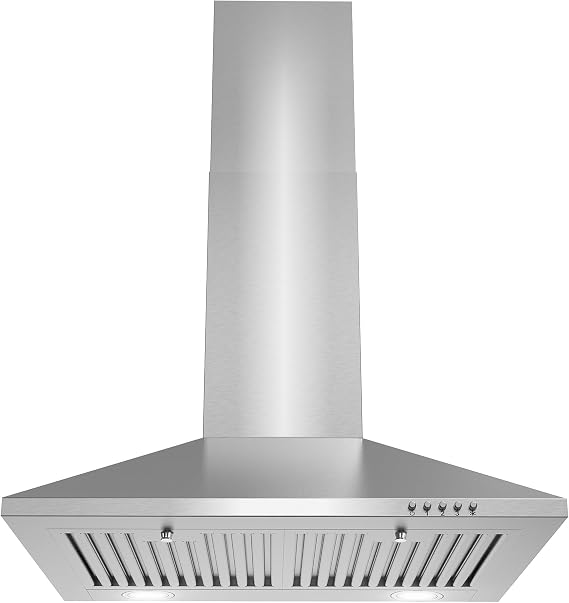 COSMO COS-6324EWH 24 in. Nebula Collection 220 CFM Ducted Wall Mount Range Hood, Button Controls, LED Lights, Stainless Steel
