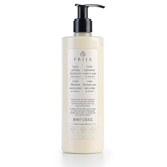 Prija Hands and Body Moisturiser with Vitamin E Vegan Friendly 12.85 oz | Hydrates and Protects the Skin with Vitamin E. Helps Protect from Ageing by Creating Long Lasting Hydration.