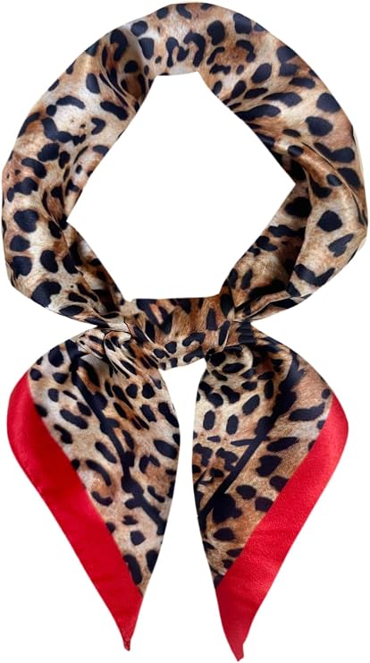 WDIRARA Women's Leopard Print Square Scarf Large Head Bandana Sleeping Hair Wraps Streetwear