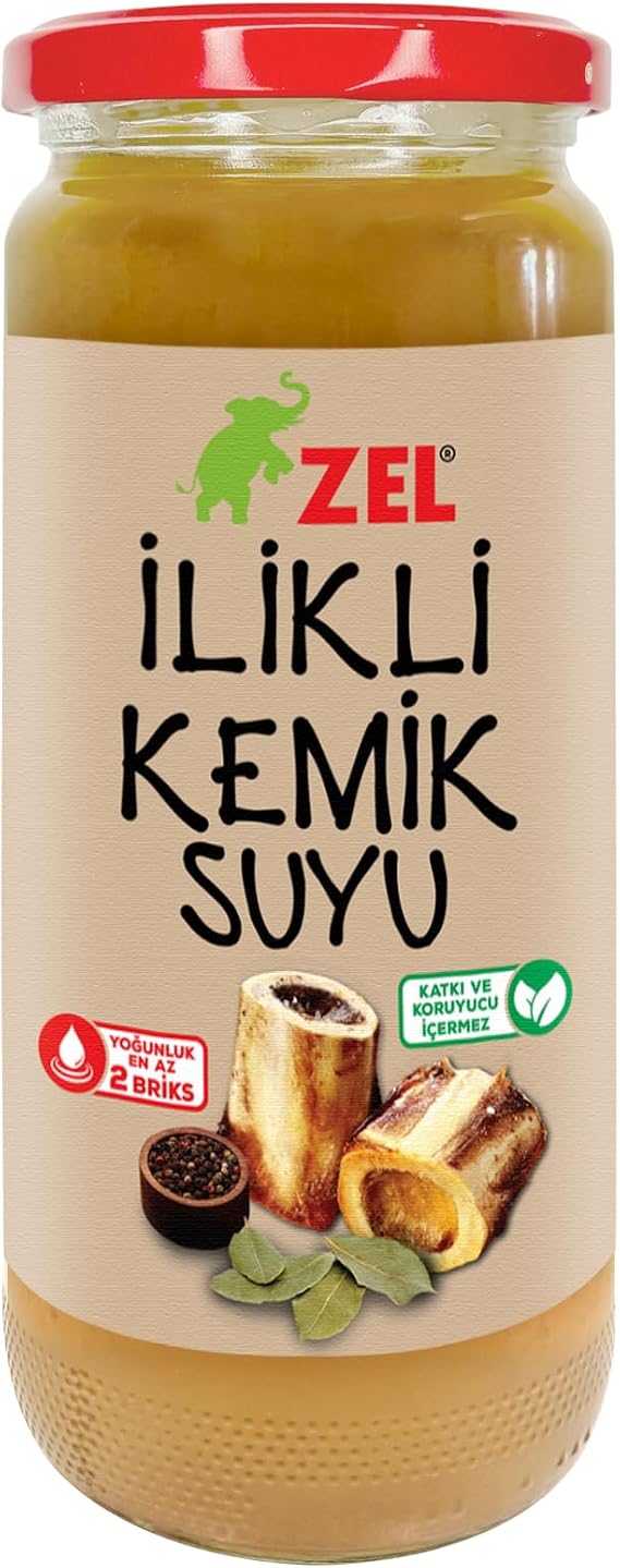 ZEL%100 Dana İlikli Kemik Suyu 480 ml – 12 Saat Kaynatılmış, Katkısız, Yüksek Proteinli