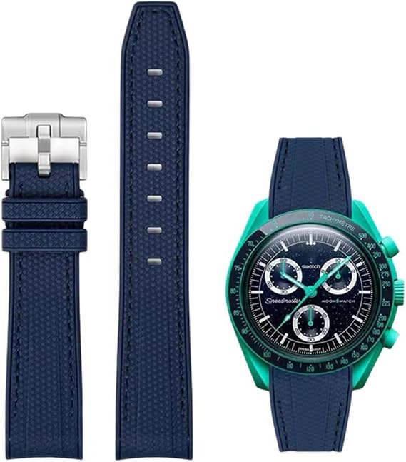 Moonswatch için bantlar Saat Kavisli Kauçuk Kayış Omega X Swatch ile Uyumlu 20mm Silikon Saat Kayışı Erkek Kadın Yedek Bilezik Omega MoonSwatch Speedmaster Boşluk Yok Kayış