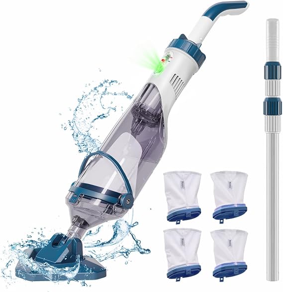 Enhulk Rechargeable Handheld Cordless Pool Vacuum for Above Ground Pool and Inground Pool, 60-Minute Runtime,Powerful Suction up to 18.5 gallons/min, Efficient Leaf and Debris Removal, PC10 Pro