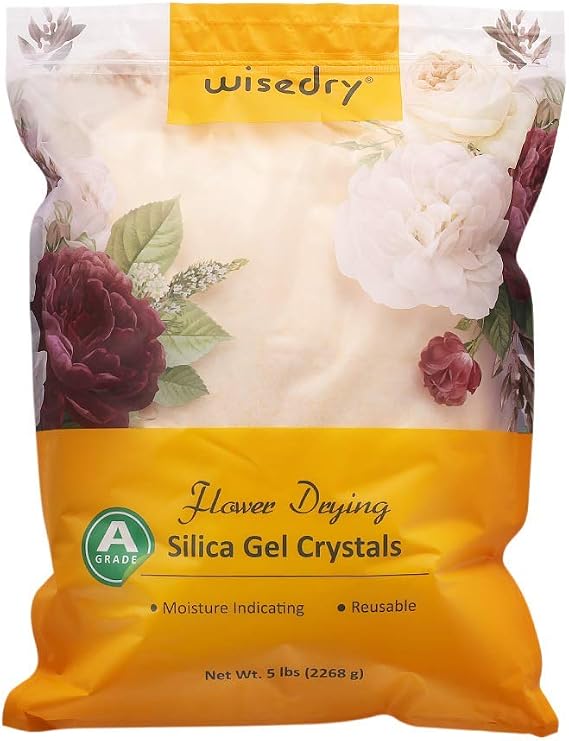 wisedry Silica Gel for Drying Flowers, Fine Crystal Desiccant Silica Sand