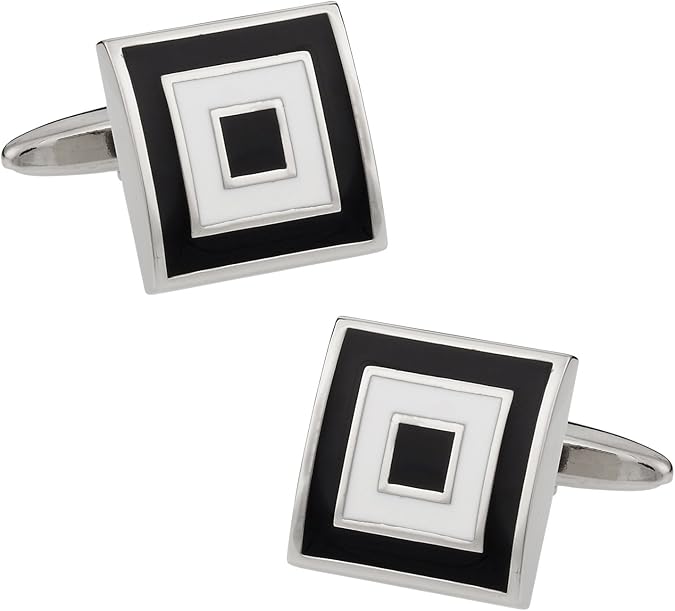 Cuff-Daddy Black White Bullseye Cufflinks with Presentation Box