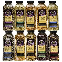 Fireworks Organic Popcorn Kernels - Assorted Gourmet Heirloom Variety Pack 10 Bottles (15 oz Each) - For Popcorn Makers, Stovetop, or Air Popper - Non-GMO, Natural Snack Sampler Case