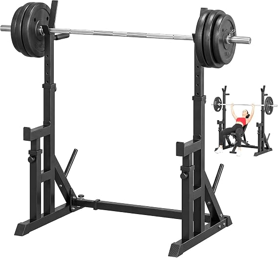Adjustable Squat Rack, 90-150cm Height, Heavy Duty Barbell Rack