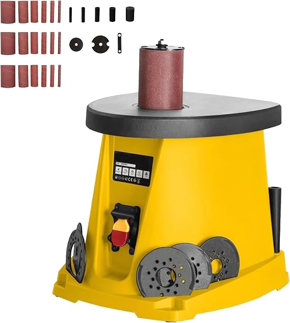 Electric Oscillating Spindle Sander, 450W Desktop Drum Sander with Sanding Sleeves and Sandpaper, Max. Speed 2000 RPM for Woodworking Projects